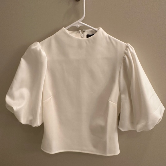 Anthropology Sunday in Brooklyn Puff Sleeve Ponte Top, cream, size small - Picture 2 of 4